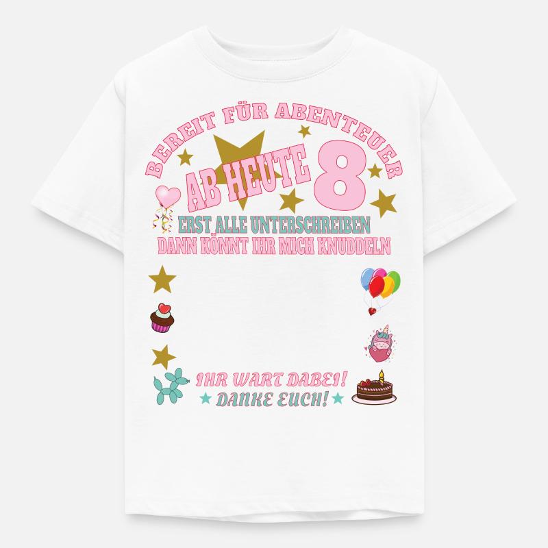8. Geburtstag Mädchen & Junge Gästebuch - Kinder T-Shirt - Weiß