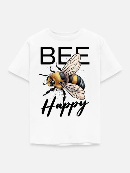 Bee Happy - Kinder T-Shirt - Weiß