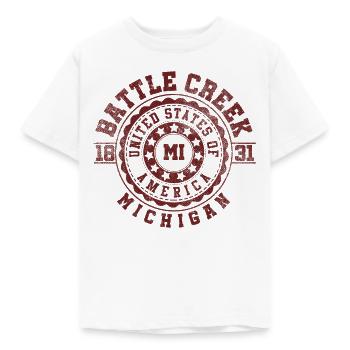 Ruisseau Battle, MI | Cadeau de voyage Michigan - T-shirt Enfant - blanc - Devant - AI Model Kid Male (0cm)