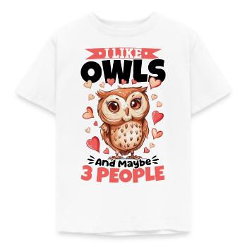 Hibou oiseau nocturne Animal J’aime les hiboux - T-shirt Enfant - blanc - Devant - AI Model Kid Male (0cm)