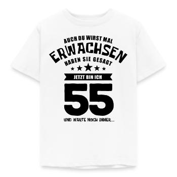 Auch du wirst mal erwachsen, 55 Jahre, Geschenk - Kinder T-Shirt - Weiß - Vorne - AI Model Kid Male (0cm)
