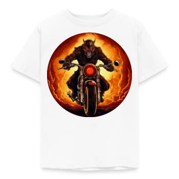 Teufel Motorrad / Motorradfahrer Teufel - Kinder T-Shirt - Weiß - Vorne - AI Model Kid Male (0cm)