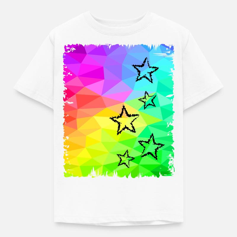 Bunte Sterne Farbverlauf Regenbogenfarben - Kinder T-Shirt - Weiß