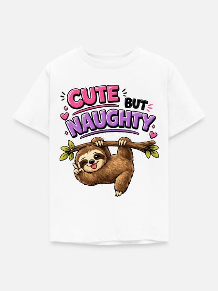 Süß aber frech Faultier - Kinder T-Shirt - Weiß