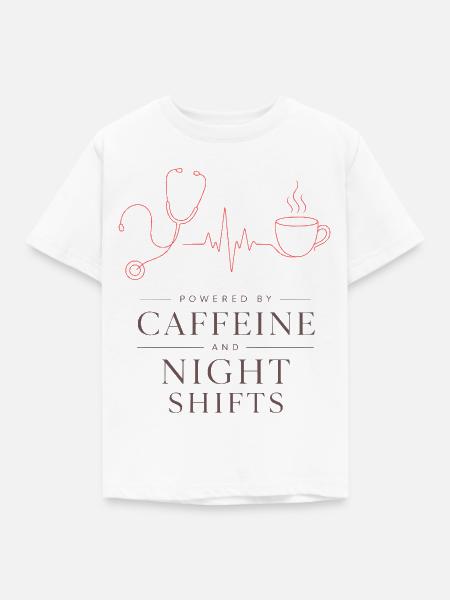Nachtschichten Kaffee Motiv - Kinder T-Shirt - Weiß