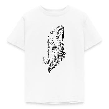 Halb wolfskopf ornamentale Gestaltung - Kinder T-Shirt - Weiß - Vorne - AI Model Kid Male (0cm)