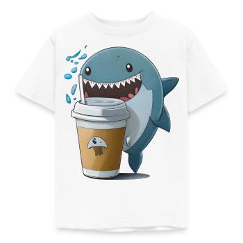 Kaffee-Holzhai - Kinder T-Shirt - Weiß - Vorne - AI Model Kid Male (0cm)