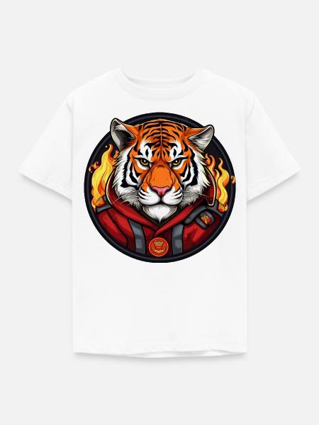 Tiger Feuerwehr - Kinder T-Shirt - Weiß