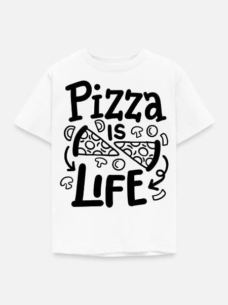PIZZA is life - Kinder T-Shirt - Weiß