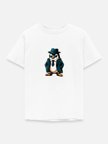 Pinguin Agent - Kinder T-Shirt - Weiß