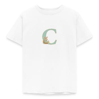 Lettre C, Monogramme, Fleurs, Lapin - T-shirt Enfant - blanc - Devant - AI Model Kid Male (0cm)