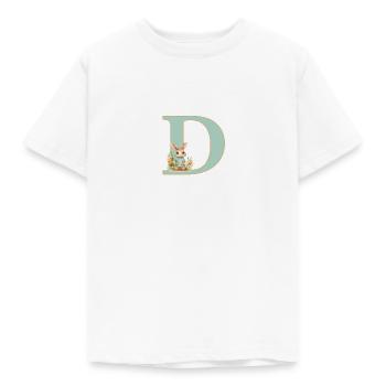 Lettre D, Monogramme, Fleurs, Lapin - T-shirt Enfant - blanc - Devant - AI Model Kid Male (0cm)