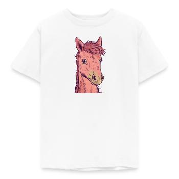 Pferd Ross Ponyhof - Kinder T-Shirt - Weiß - Vorne - AI Model Kid Male (0cm)
