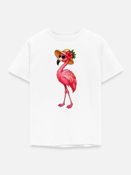 Flamingo Sommerhut Flair - Kinder T-Shirt - Weiß