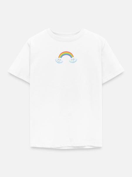 Verspielte Regenbogenwolken - Kinder T-Shirt - Weiß