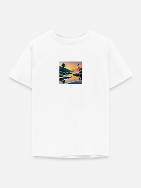Warme Landschaft gezeichnet - Kinder T-Shirt - Weiß