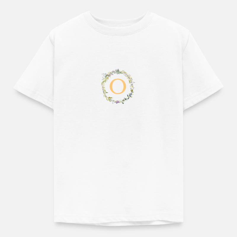 O Monogramm Eukalyptus-Kranz - Kinder T-Shirt - Weiß