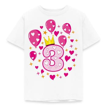 03 3. Geburtstag Mädchen Luftballons Krone Sterne - Kinder T-Shirt - Weiß - Vorne - AI Model Kid Male (0cm)