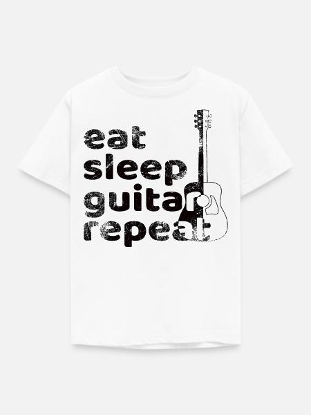 Eat Sleep Guitar Repeat - Kinder T-Shirt - Weiß