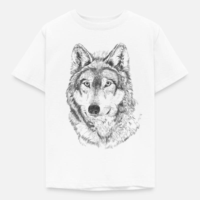 Wolf - Kinder T-Shirt - Weiß
