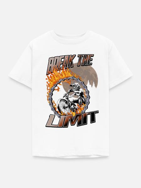 BMX Break the Limit Feuer - Kinder T-Shirt - Weiß