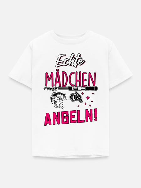 Echte Mädchen Angeln - Kinder T-Shirt - Weiß