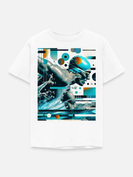 Dynamischer Schwimmer in Aktion - Kinder T-Shirt - Weiß