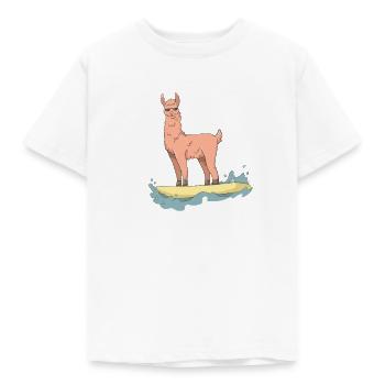 Surfing Lama Surfer Alpaka Surfboard Geschenk - Kinder T-Shirt - Weiß - Vorne - AI Model Kid Male (0cm)