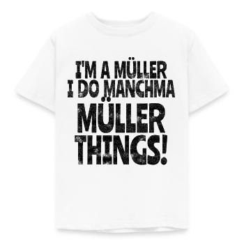 Nachname Müller Name Familienname witzig Geschenk - Kinder T-Shirt - Weiß - Vorne - AI Model Kid Male (0cm)