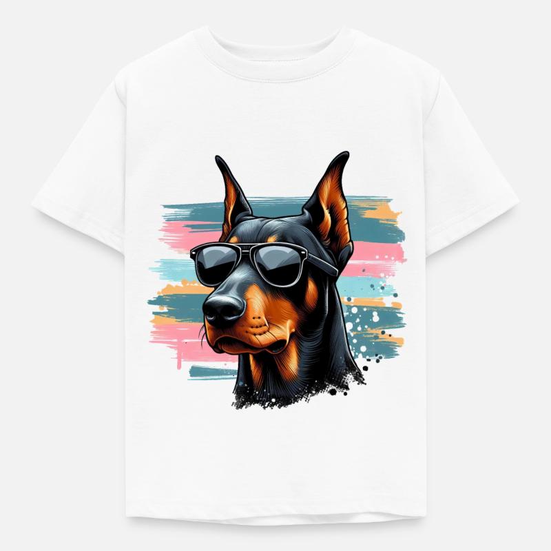 Dobermann Welpe Splash Art - Kinder T-Shirt - Weiß
