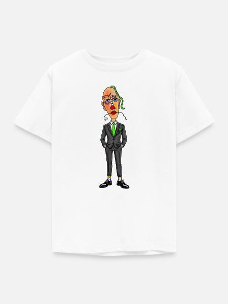 Surrealer Anzugträger mit Neon Grün - Kinder T-Shirt - Weiß