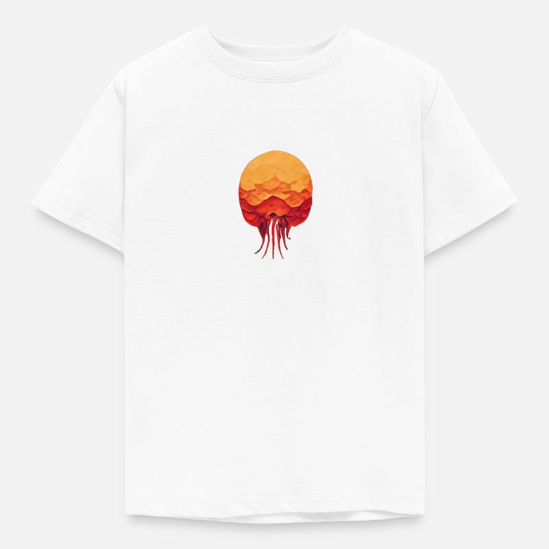 Rote Sonnen Qualle - Kinder T-Shirt - Weiß