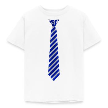 Krawatte gestreift Blau - Kinder T-Shirt - Weiß - Vorne - AI Model Kid Male (0cm)