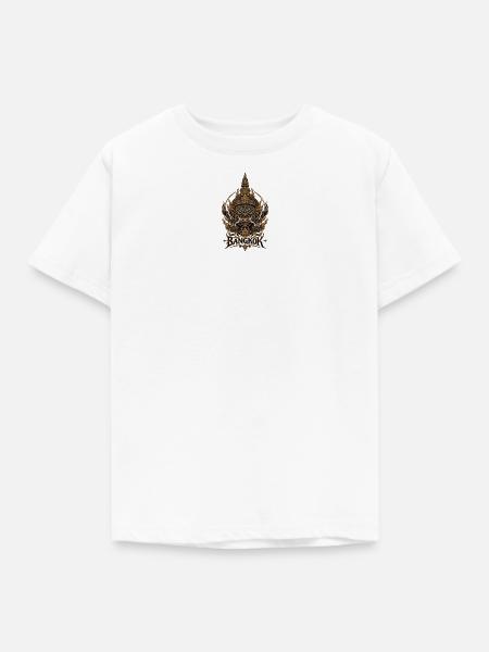 Bangkok Dämonenmaske Goldrelief - Kinder T-Shirt - Weiß