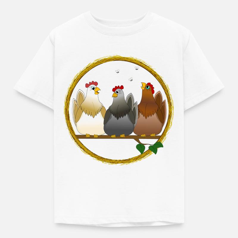 Hens chickens chicken rooster chickens bird egg easter - Kids' T-Shirt - white