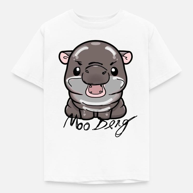 Moo Deng, Nilpferd, illustration, hippo - Kinder T-Shirt - Weiß