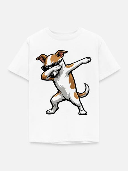 Dabbing Whippet im Comic Stil - Kinder T-Shirt - Weiß