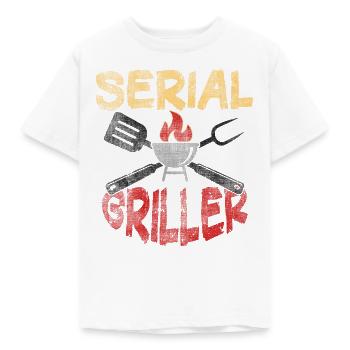 Serial Griller GRILL GRILL gegrillt, Fleisch am Feuer Grill - Kinder T-Shirt - Weiß - Vorne - AI Model Kid Male (0cm)