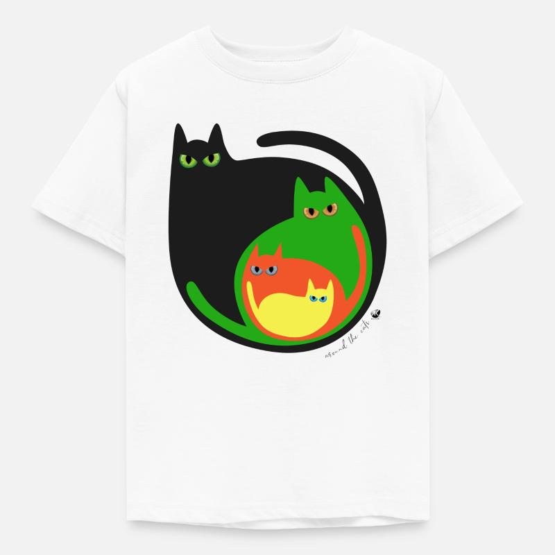 Round colored cat image - Kids' T-Shirt - white