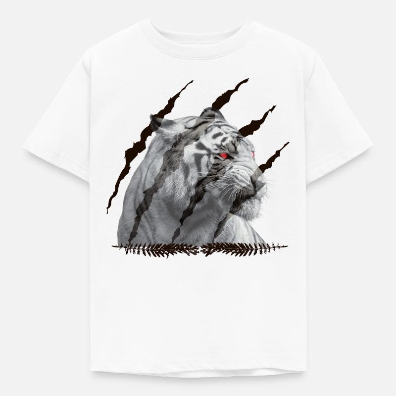 Tiger Schwarz - Kinder T-Shirt - Weiß