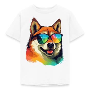 Colorful Akita Wearing Sunglasses Dog Lover - Kids' T-Shirt - white - Front - AI Model Kid Male (0cm)