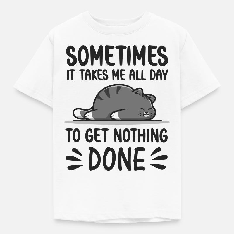 Doing nothing lazy Cat sleeping funny Cats Katzen - Kinder T-Shirt - Weiß