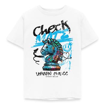 "Urban Checkmate" - Kids' T-Shirt - white - Front - AI Model Kid Male (0cm)