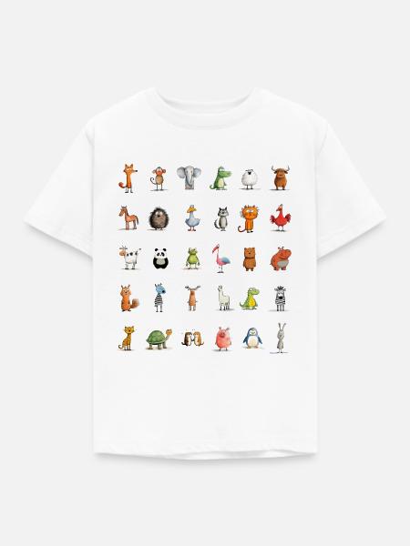 Tierische Charakter Parade - Kinder T-Shirt - Weiß