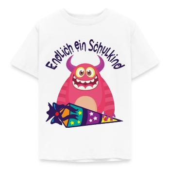 Schulkind Einschulung Monster Geschenk zur Schule - Kinder T-Shirt - Weiß - Vorne - AI Model Kid Male (0cm)
