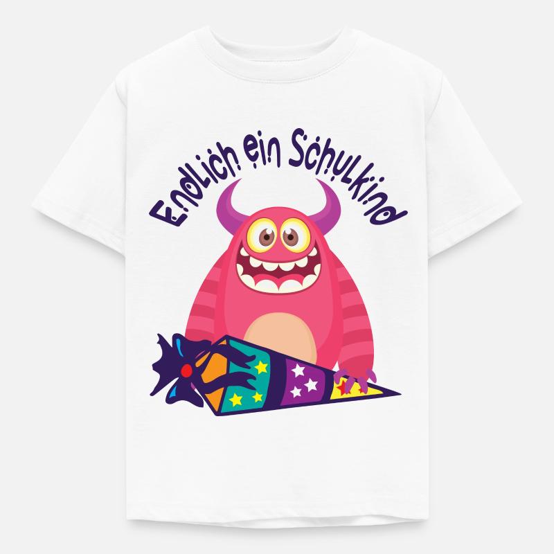 Schulkind Einschulung Monster Geschenk zur Schule - Kinder T-Shirt - Weiß