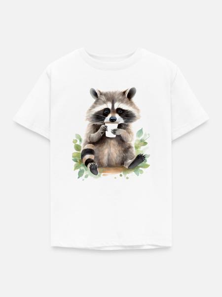 Waschbecken mit Kaffee -Aquarellstil - Kinder T-Shirt - Weiß