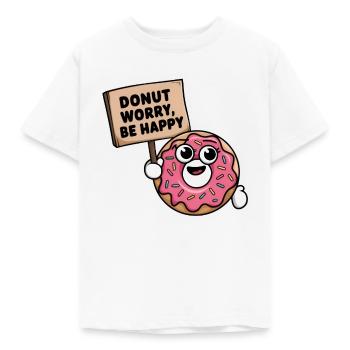 Donut worry be happy - Kids' T-Shirt - white - Front - AI Model Kid Male (0cm)