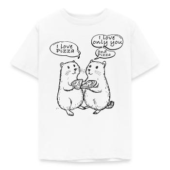 J’adore les marmottes de pizza - T-shirt Enfant - blanc - Devant - AI Model Kid Male (0cm)