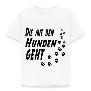 Die mit den Hunden geht - Kinder T-Shirt - Weiß - Vorne - AI Model Kid Male (0cm)